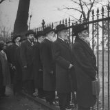 Orthodox Rabbis Outside of the White House Gate Hoping to See Harry S Truman