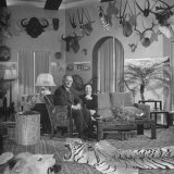 Michael Lerner and His Wife Sitting in Their Trophy Room