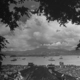 Looking West Toward Chinese Mainland  HMS Anson Sitting in the Bay in Foreground