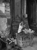 Elderly Woman Selling Flowers Outside Gallerie du Bac  Paris