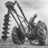 Ford Tractor with Posthole Digger Attachment