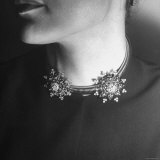 Close Up of Jeweled Clips Being Worn by Model