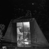 Physicist Spending the Night Watching His Instruments Record Cosmic Rays in an Outdoor Laboratory