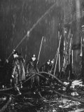 Fireman Fighting Fire in Main Lobby in Front of North Bank of Elevators at the La Salle Hotel