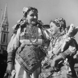 Woman and Her Daughter Wearing Native Clothing