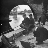 Parisians Painting and Fishing Along the Seine