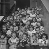 Elementary School Children Sitting on the Steps of Maury School  One of the Poorest at the Time