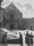 Franciscan Monks in Square Outside Duomo San Rufino