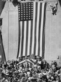 Dwight D Eisenhower Making a Political Speech in Front of Huge American Flag