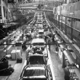 Buicks on the Assembly in Various Stages of Production in the Plant