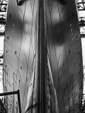 Exact Front View Looking Up at the Hull of Oceanliner  America  Showing Depth Numbers