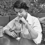 Model Jean Patchett Modeling 20 Bracelets  at a Nickel a Piece  Enlivening Simple White Shirt