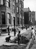 African American Children Playing on the Sidewalk in the Slums of Chicago