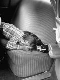 Judy Gordon Lying on Car Seat  Woozy with Car Sickness