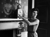 First Lady Jacqueline Kennedy Showing Off James Monroe Era Candelabrum in White House