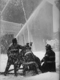 Firemen Fighting a Fire During Icy Weather