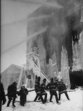 Firemen Fighting a Fire During Icy Weather