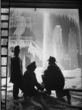 Firemen Fighting a Fire During Icy Weather