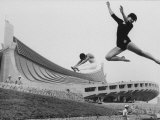 Gymnasts Outside the New Olympic Building in Japan