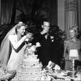 Bride and Groom Drinking Champagne After Wedding Ceremony in Manhattan