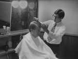 Gov Jimmy Carte Receiving a Hair Cut