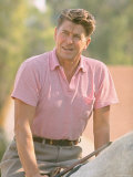 Casual Portrait of California Governor Candidate Ronald Reagan Outside at Home on Ranch