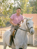 California Governor Candidate Ronald Reagan Riding Horse Outside at Home on Ranch