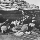 Navajo Jessie Gorman Spinning Wool For Blanket Weaving
