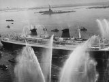 Fireboats Greeting the SS France  as It Enters the New York Harbor on Its Maiden Voyage