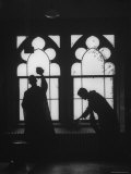 Monks Cleaning Windows of the Monastery's Sacristy