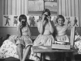 Little Girls Looking at View Master Slides and Listening to Accompanying Record