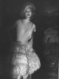 Cocktail Dress with Fur Skirt and Matching Hat