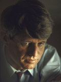 Pensive Portrait of Presidential Contender Bobby Kennedy During Campaign