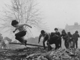 British Children Playing Outdoor Games in London Suburbs
