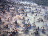 Motorcyclists Racing 75 Miles Cross Country Through Mojave Desert