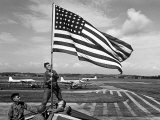 Soldiers Raising American Flag at Atsugi Airbase as First American Occupation Forces Arrive