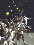 People Learning Basic Tennis Strokes on Private Club Court