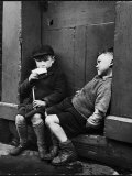 Two Boys Sitting on Doorstep
