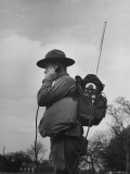 View of a Soldier Using a Backpack Radio