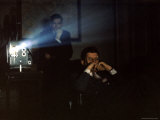 President John F Kennedy Viewing a Film in Press Secretary Pierre Salinger's Office