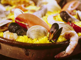 Plateful of Paella Made with Mussels  Shrimp and Rice
