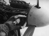 Women's Auxiliary Air Force Plane Mechanic Checking Wiring of a Mosquito Engine