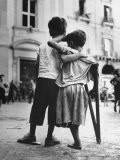 Young Boy Helping His One Legged Companion  Who Lost His Limb as a Result of the War