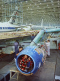 Workers Building the Engine of a DC-8 Passenger Jet at the Douglas Aircraft Plant