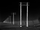 Row of Telephone Poles Along Bonneville Salt Flats