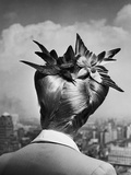 Woman Showing Her Fashionable Wartime Hairstyle Called Winged Victory