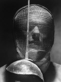 Portrait of Fencer Wearing Sabre Mask