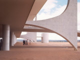 Oscar Niemeyer's Palacio Do Planalto Facade with Visitors Walking