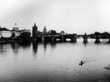 View of the Charles Bridge Spanning the Vltava River Outside Prague