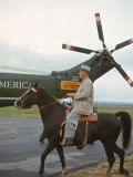 President Lyndon Johnson Riding Horse on His Ranch Morning After Winning Election